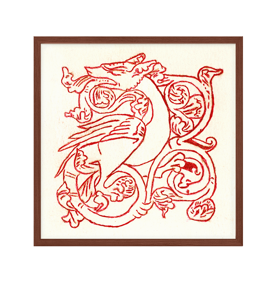 Beautiful Red Dragon Fine Art Print - 8x8 Inch
