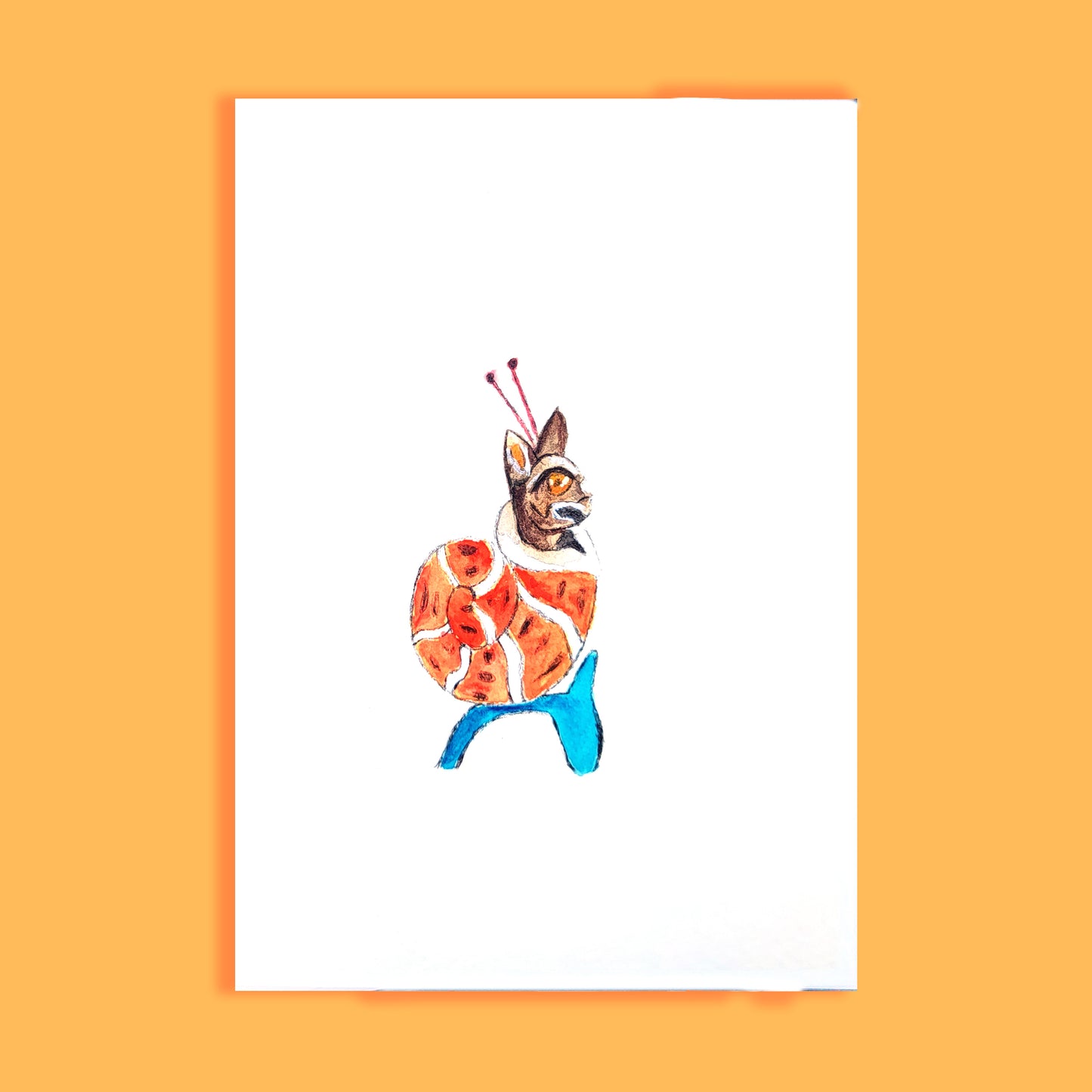 Snail Cat blank greeting cards and envelopes