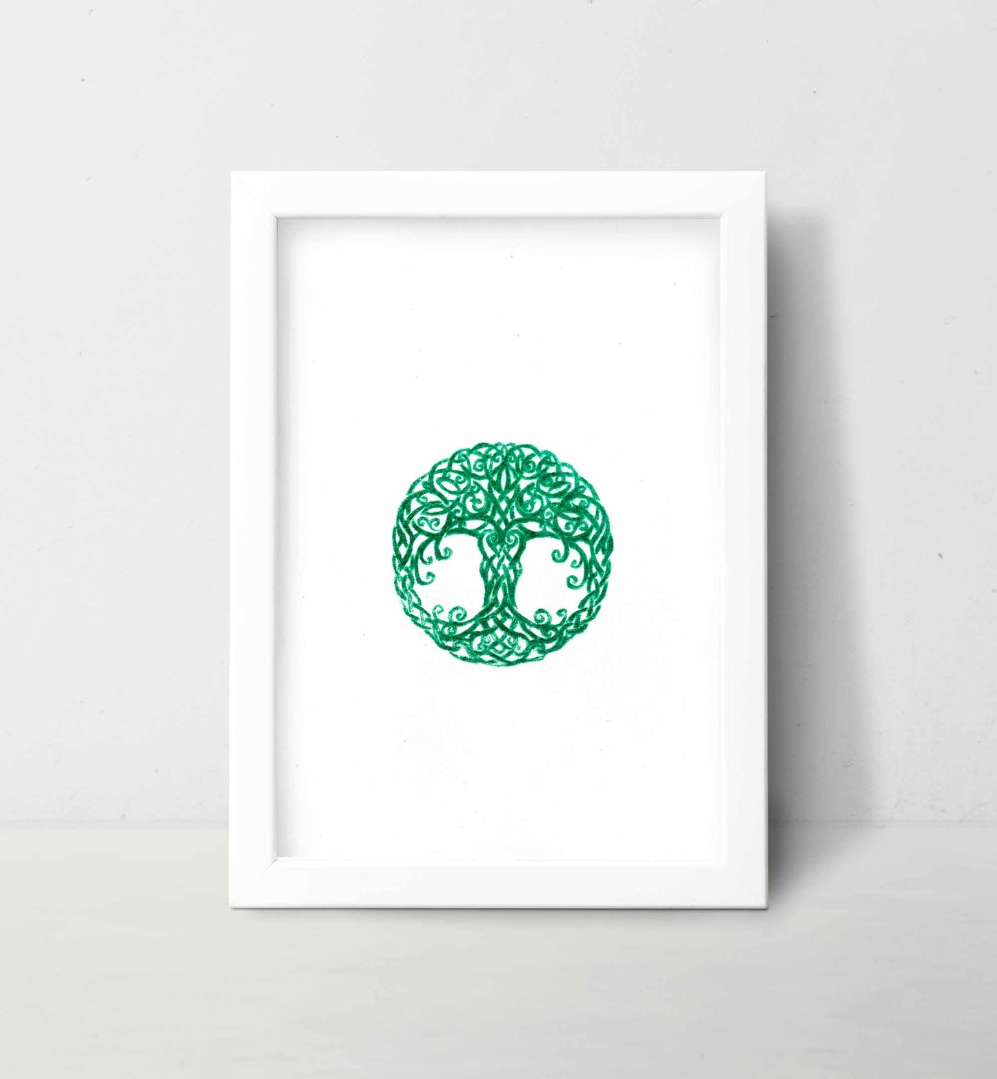 Green on White Celtic Tree of Life Fine Art Print