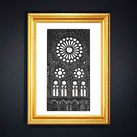 Sacred Geometry – Linocut Print of the Window at Basílica de la Sagrada Família