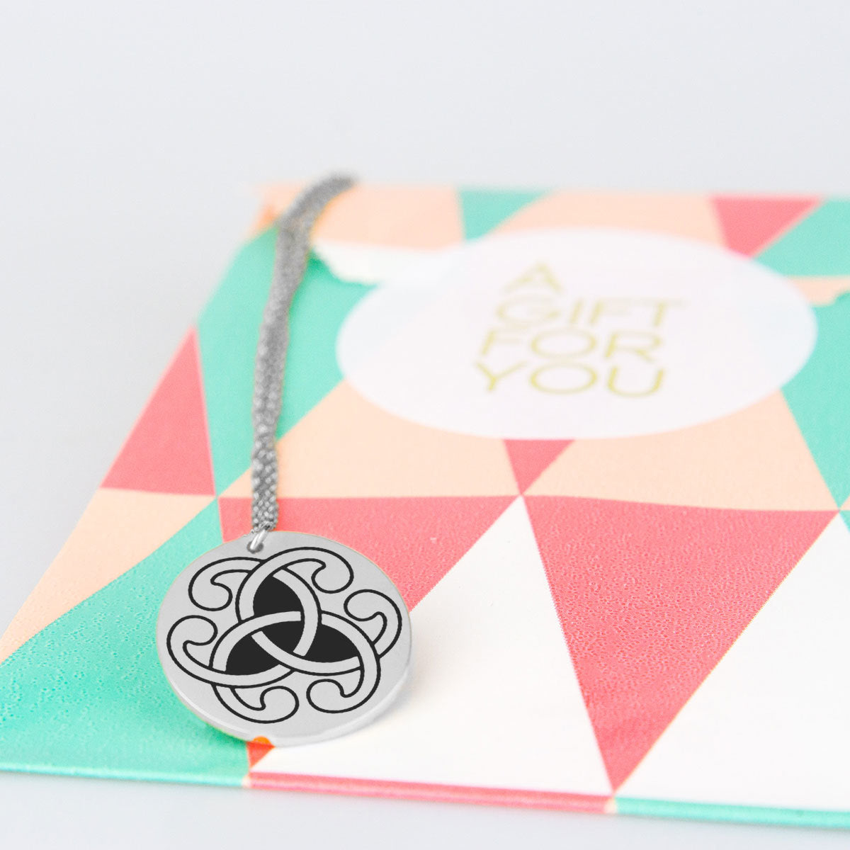 Modern Medieval Triskele symbol engraved pendant