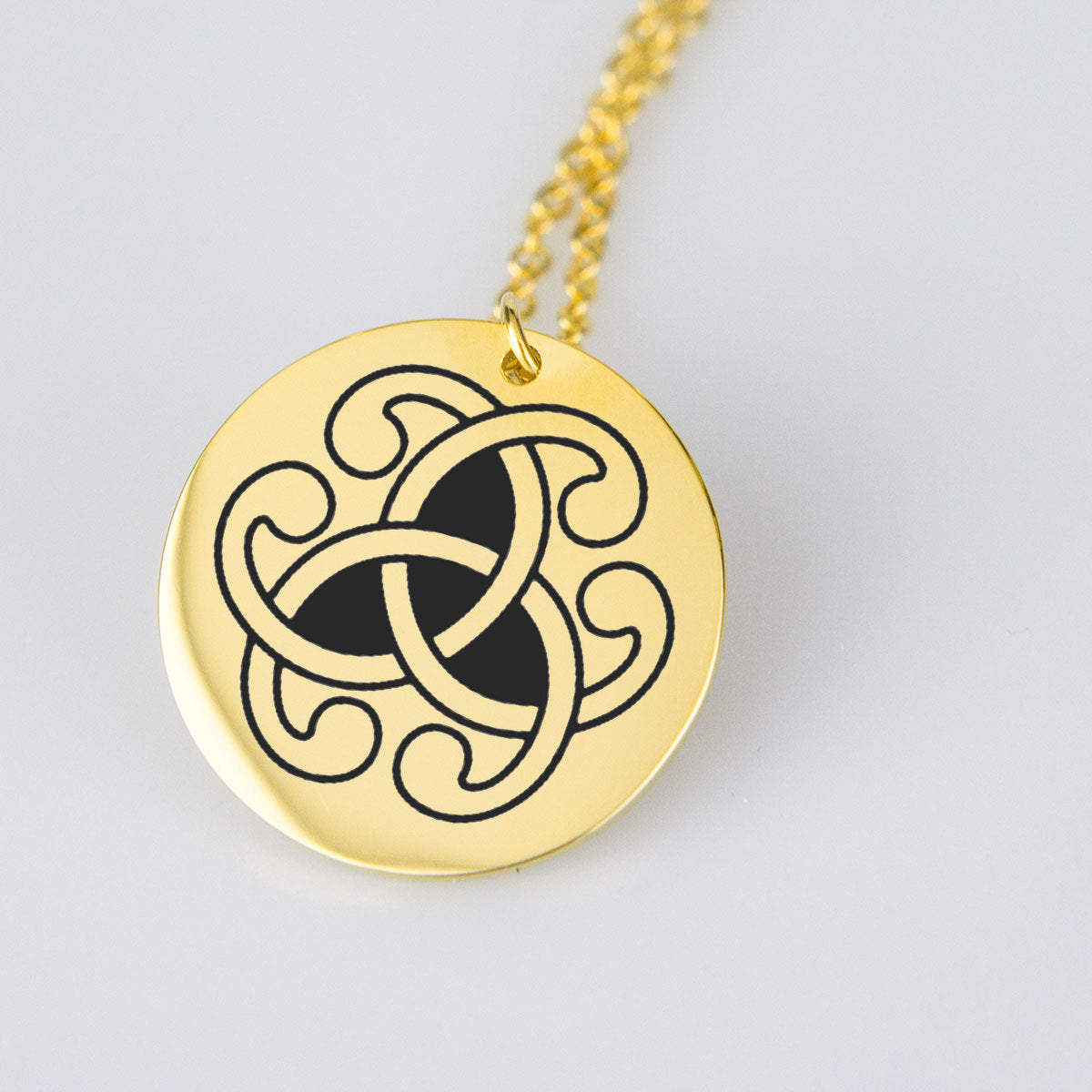 Modern Medieval Triskele symbol engraved pendant