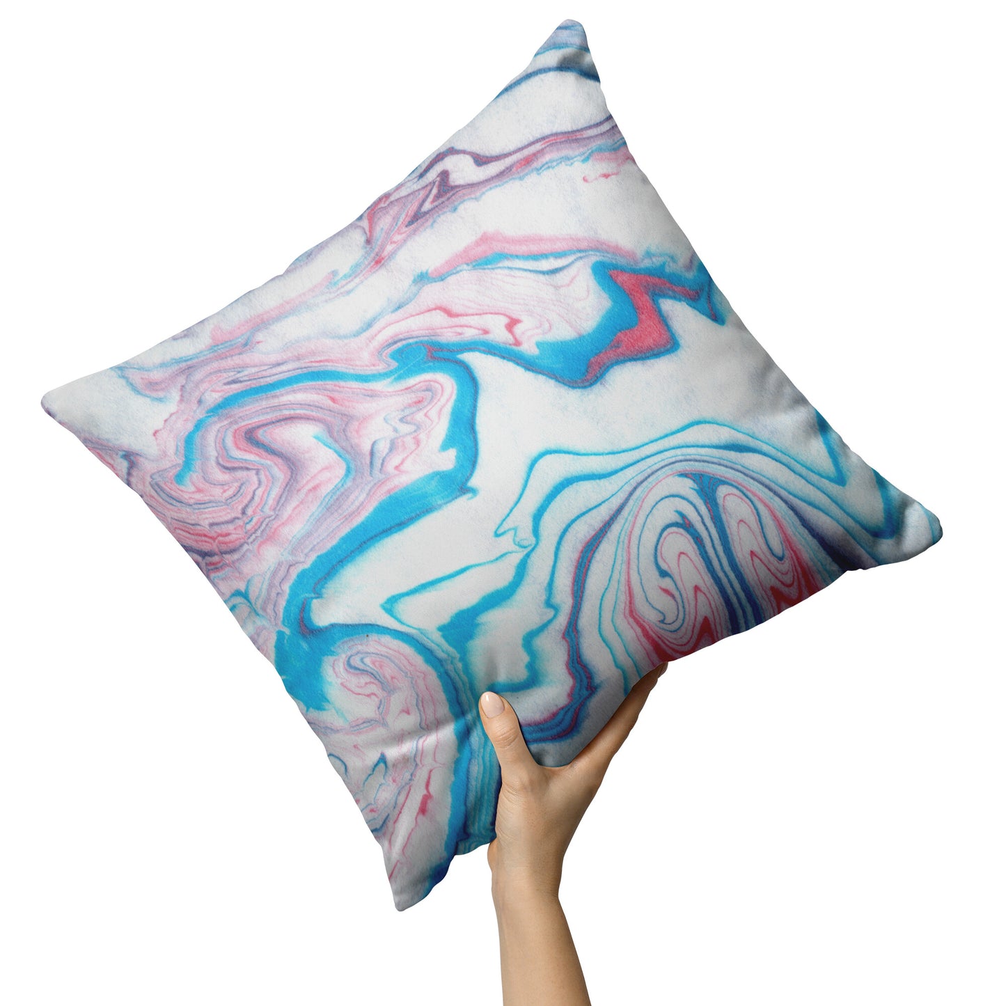 Abstract blue and red pillow design