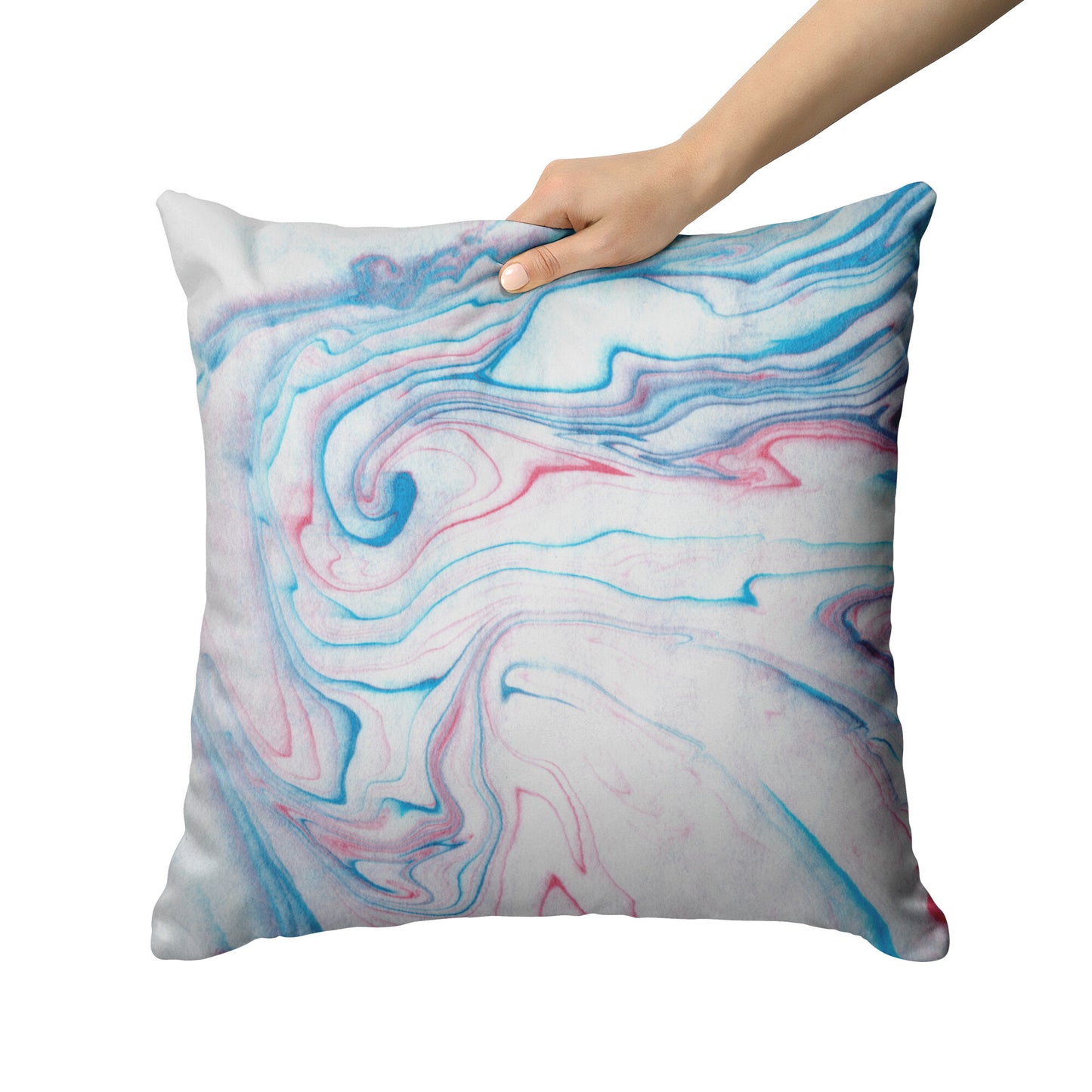 Abstract blue and red pillow design
