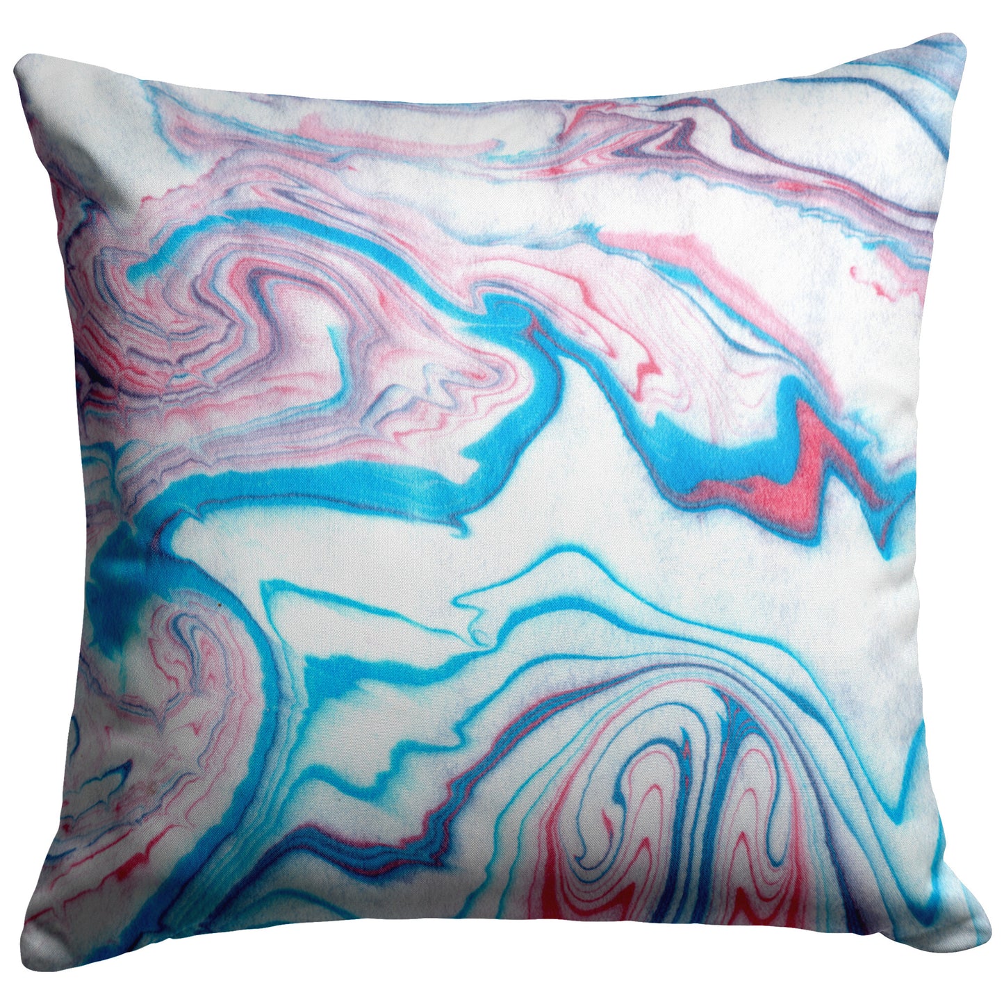 Abstract blue and red pillow design