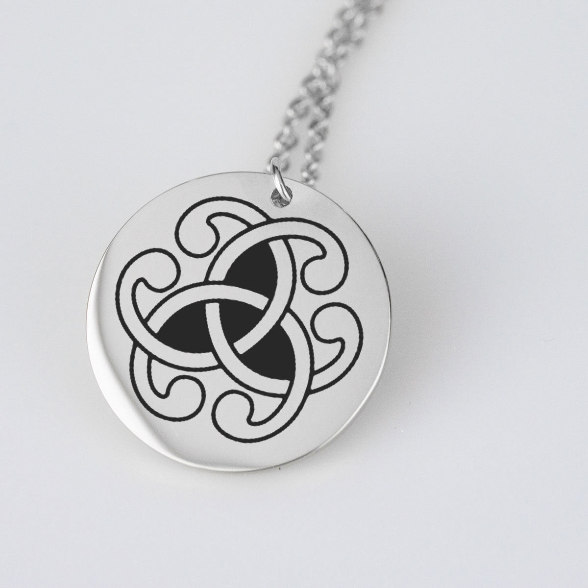 Modern Medieval Triskele symbol engraved pendant