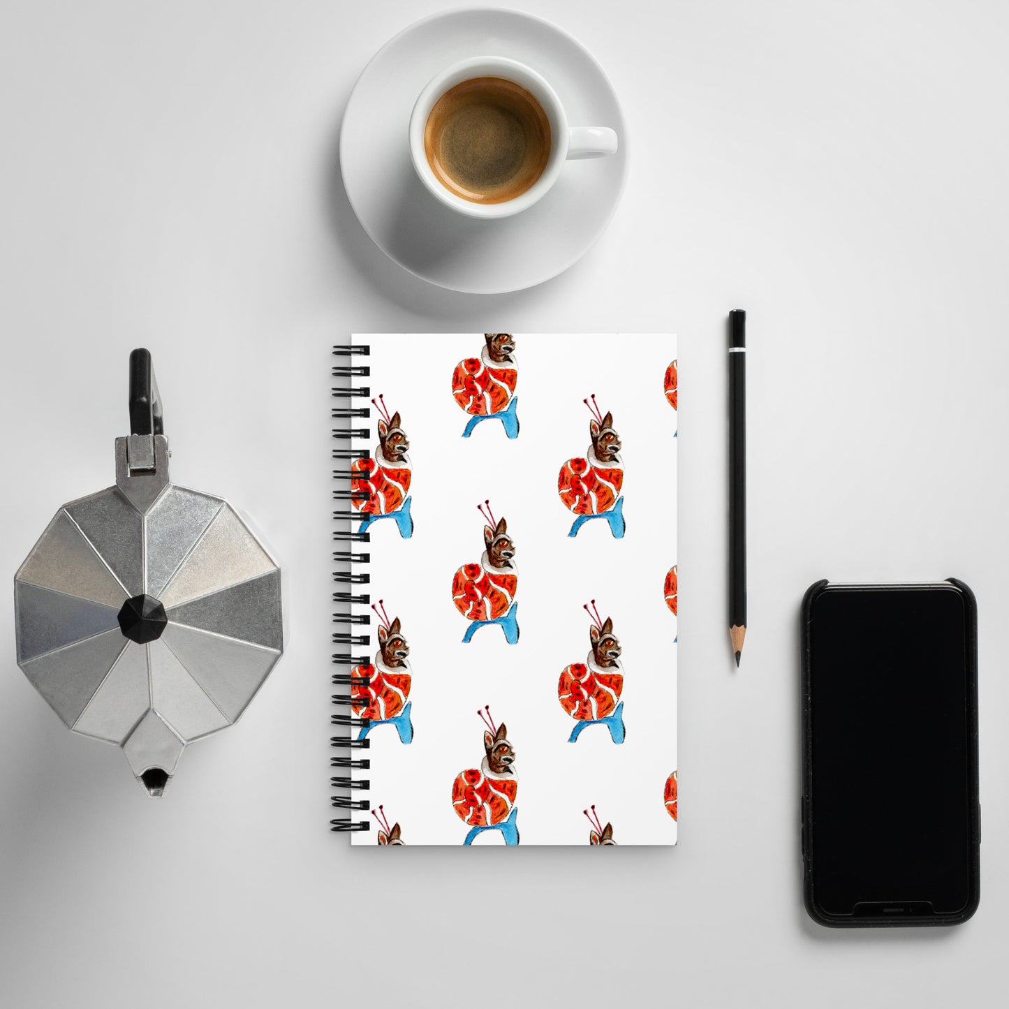 Snail Cat Medieval Design Spiral Notebook