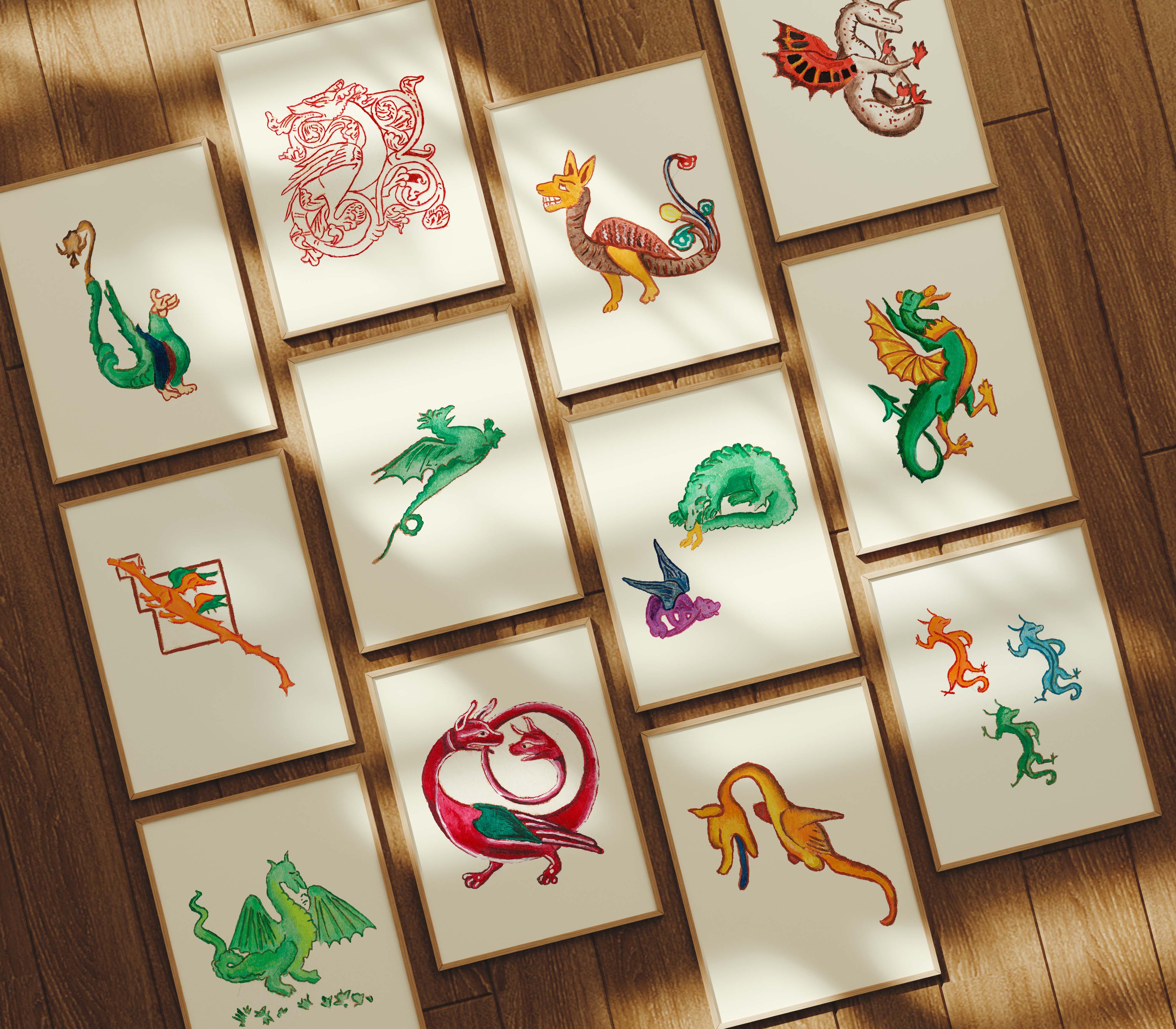 Medieval Dragon Collection Fine Art Prints Set