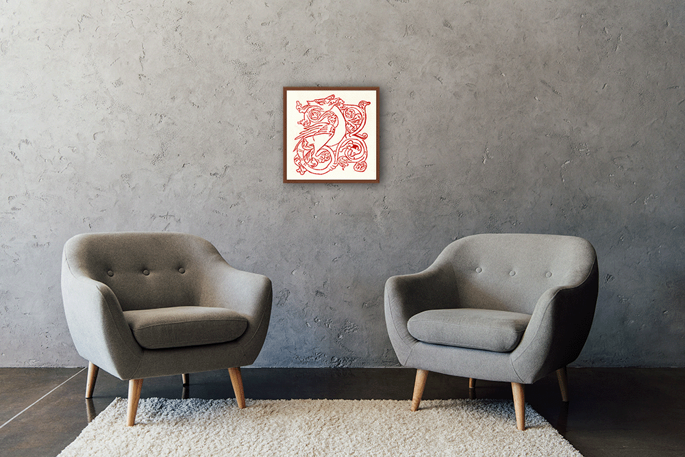 Beautiful Red Dragon Fine Art Print - 8x8 Inch