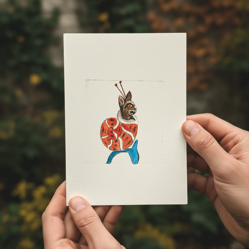 Medieval Snail Cat - Fine Art Reproduction Print