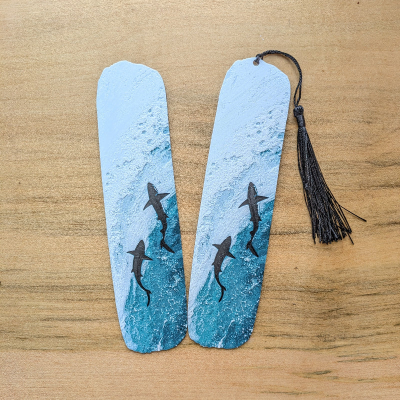 Ocean Depths Shark Art Bookmark Set, With & Without Tassel