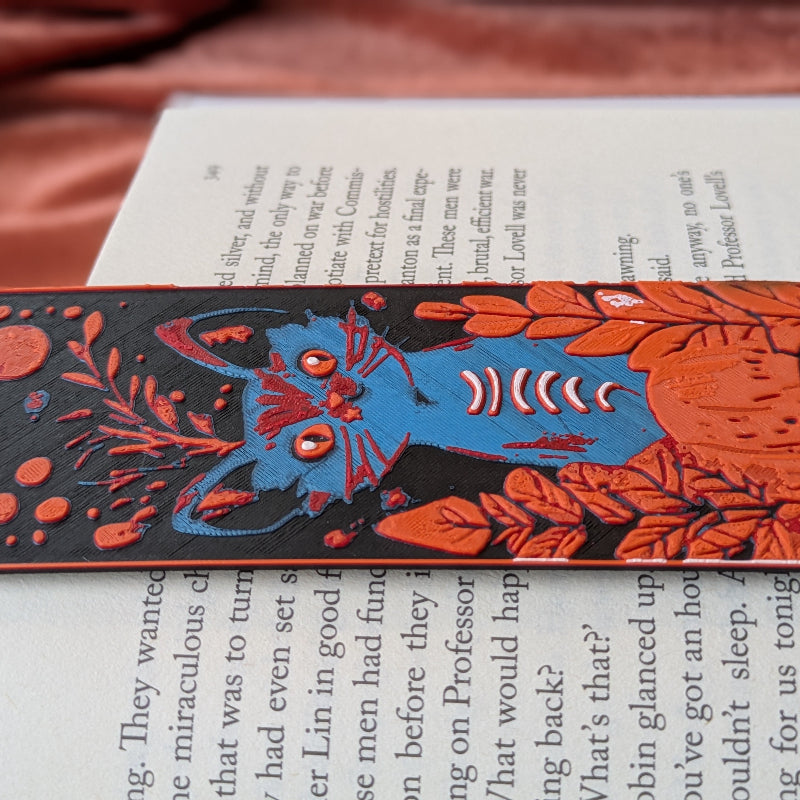 Close-up of autumn cat familiar illustration bookmark