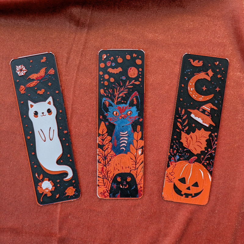 Set of three autumn folklore illustrated bookmarks