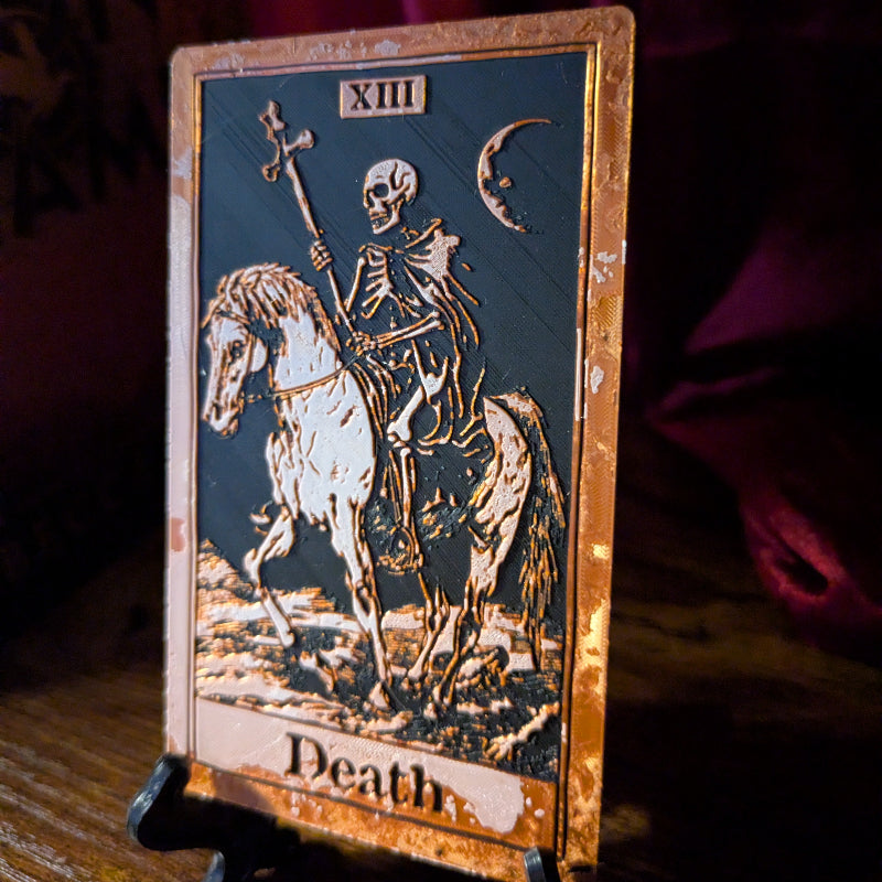 Classic and Collector Edition Death tarot bookmarks displayed together, showing two interpretations of the Major Arcana card.