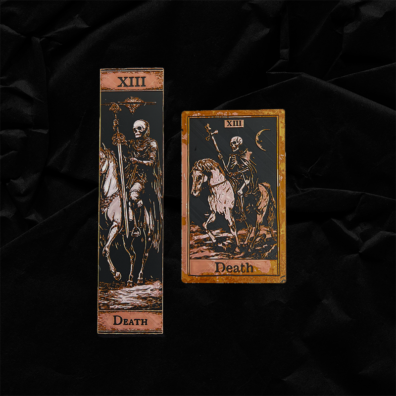 Death tarot bookmark bundle featuring the Classic and Collector Editions of the Death Major Arcana card.