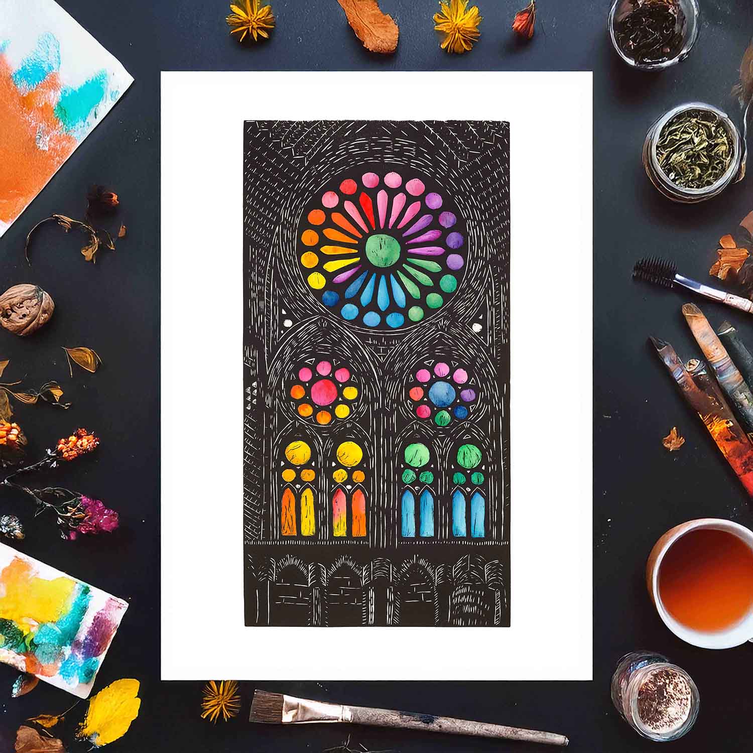 Rainbow Rose Window – Inspired by the Basílica de la Sagrada Família