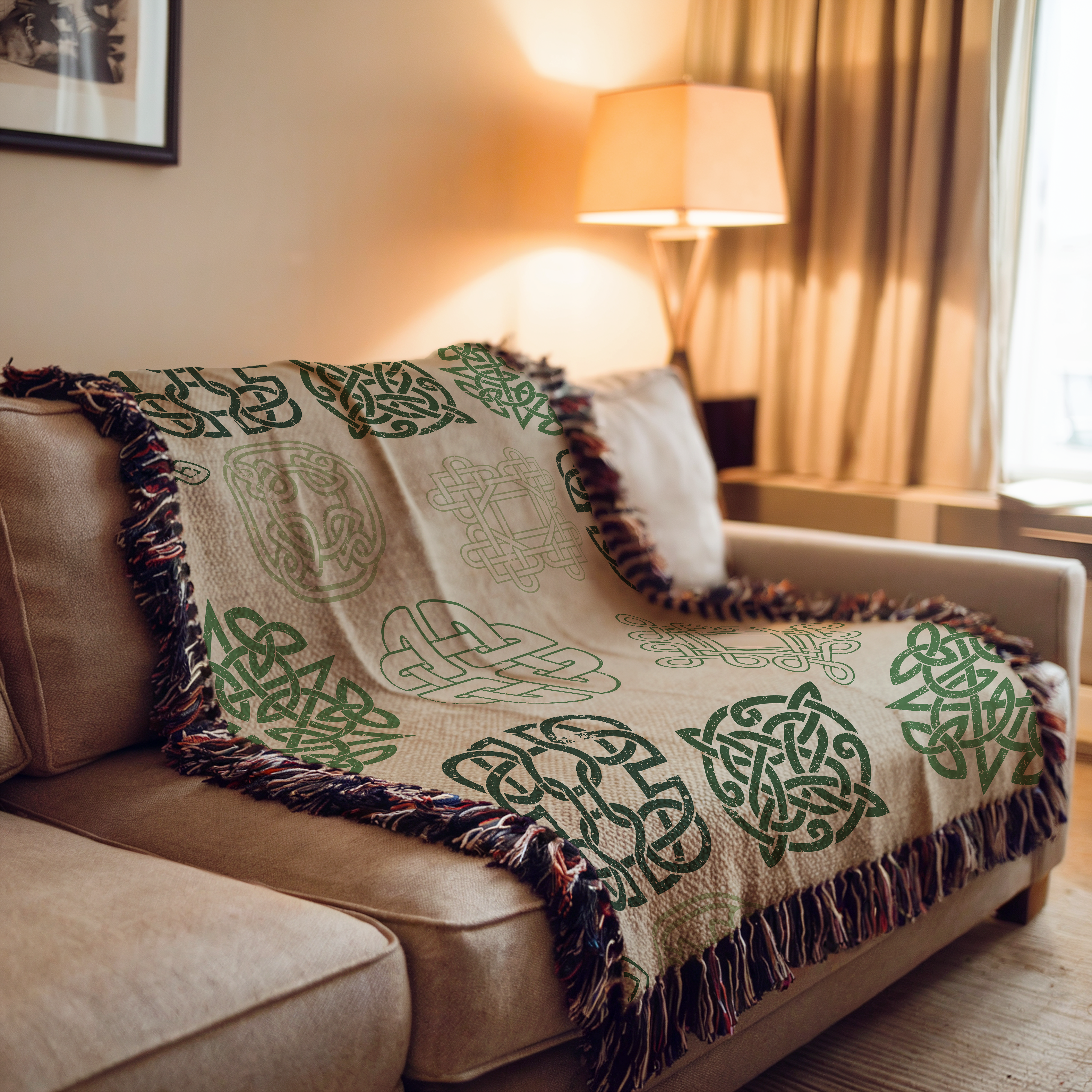 Celtic Knotwork Woven Blanket - Medieval Art Throw