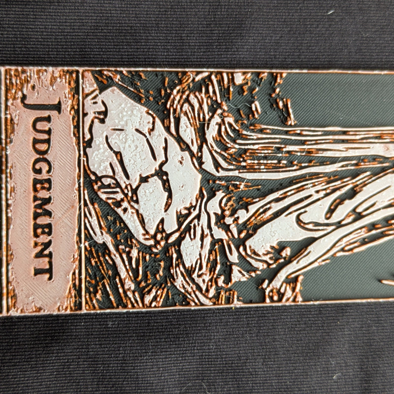 Judgement Classic Edition tarot bookmark shown in detail with textured dimensional artwork