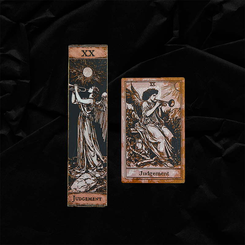 Judgement tarot bookmark duo showing Classic and Collector Editions with dimensional artwork