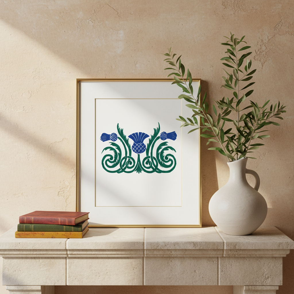 Scottish Thistle Botanical Art Print Medieval Decor