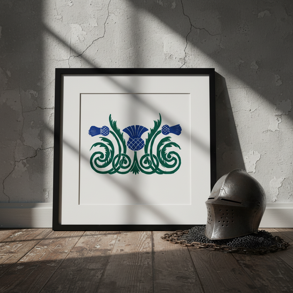Scottish Thistle Botanical Art Print Medieval Decor