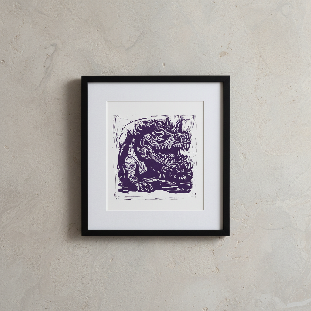 Purple Hodag folklore art print 8x10 archival wall art with rich color