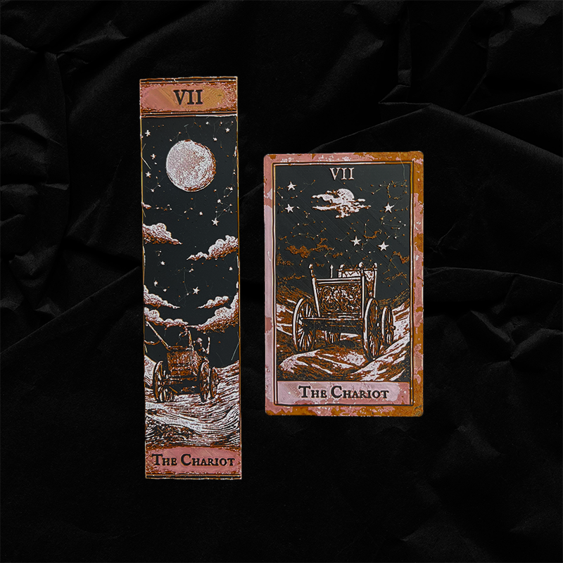 The Chariot Tarot Bookmark Collection showing the Classic and Collector Editions of Major Arcana VII side by side.