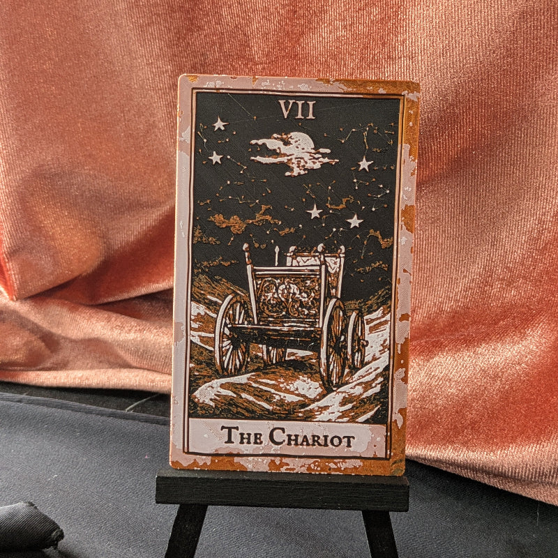 The Chariot Collector Edition tarot bookmark showing detailed Major Arcana VII artwork with a chariot and starry sky