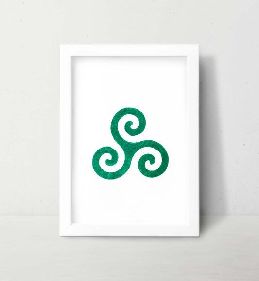 Triskele Bold Green on White Original Art Fine Art Print