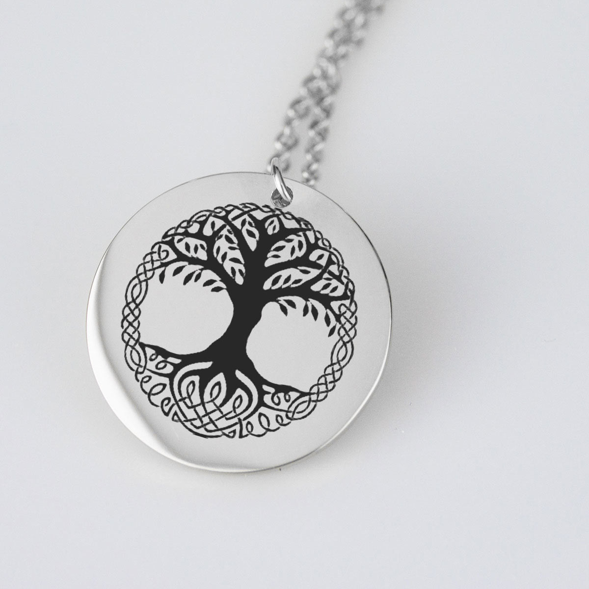 Celtic Tree of Life Engraved Pendant Necklace