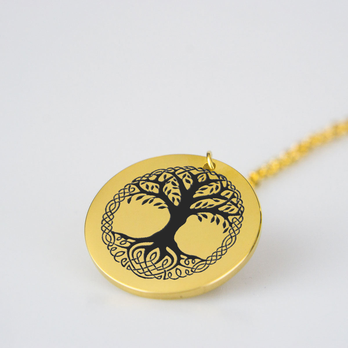 Celtic Tree of Life Engraved Pendant Necklace