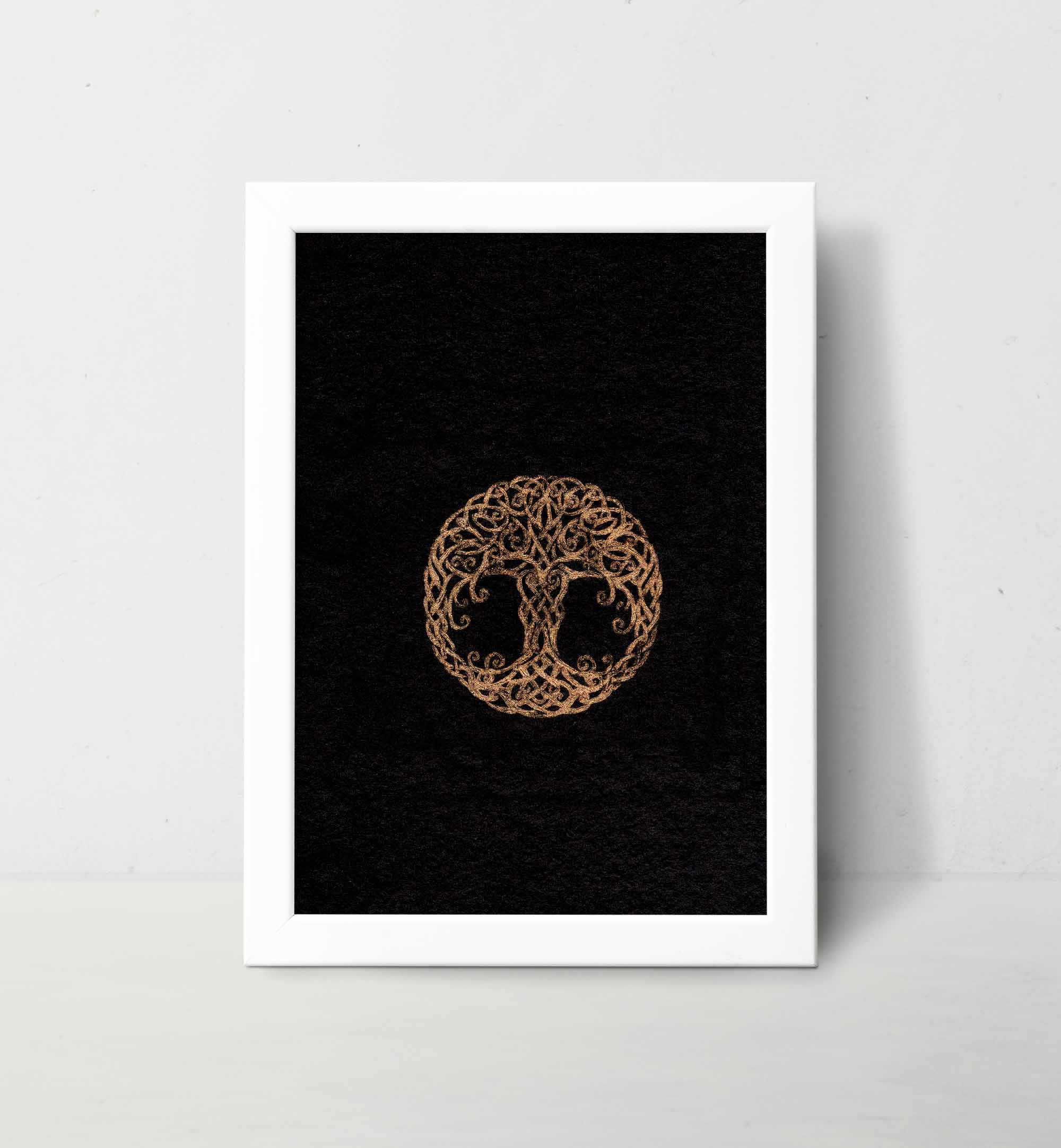 Celtic Tree of Life Wall Art for the Home Gold on Black