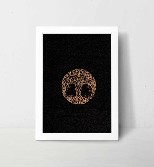 Gold on Black Celtic Tree of Life Fine Art Original
