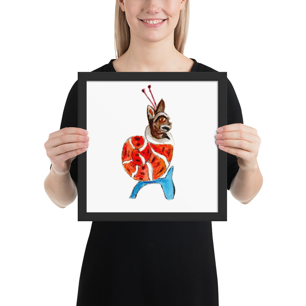 Medieval Snail Cat Framed Poster Ready to Hang Wall Art