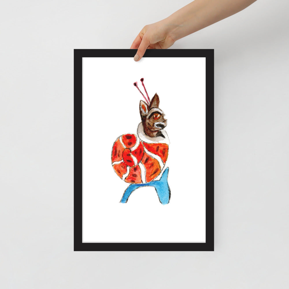 Snail Cat Framed Poster