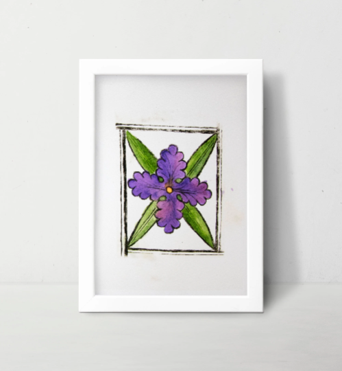 Purple Flower Painting Wall Art Print