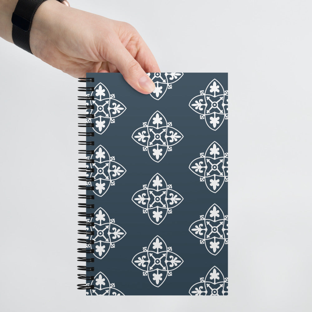 Medieval tile design blue and white notebook