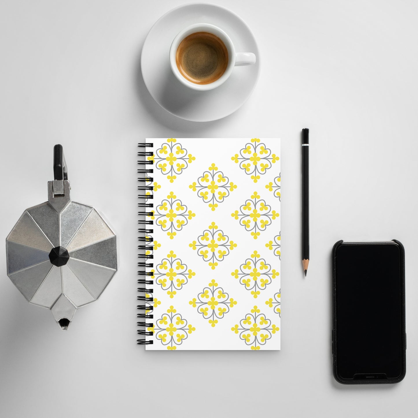 Yellow and Gray Medieval Tile Notebook