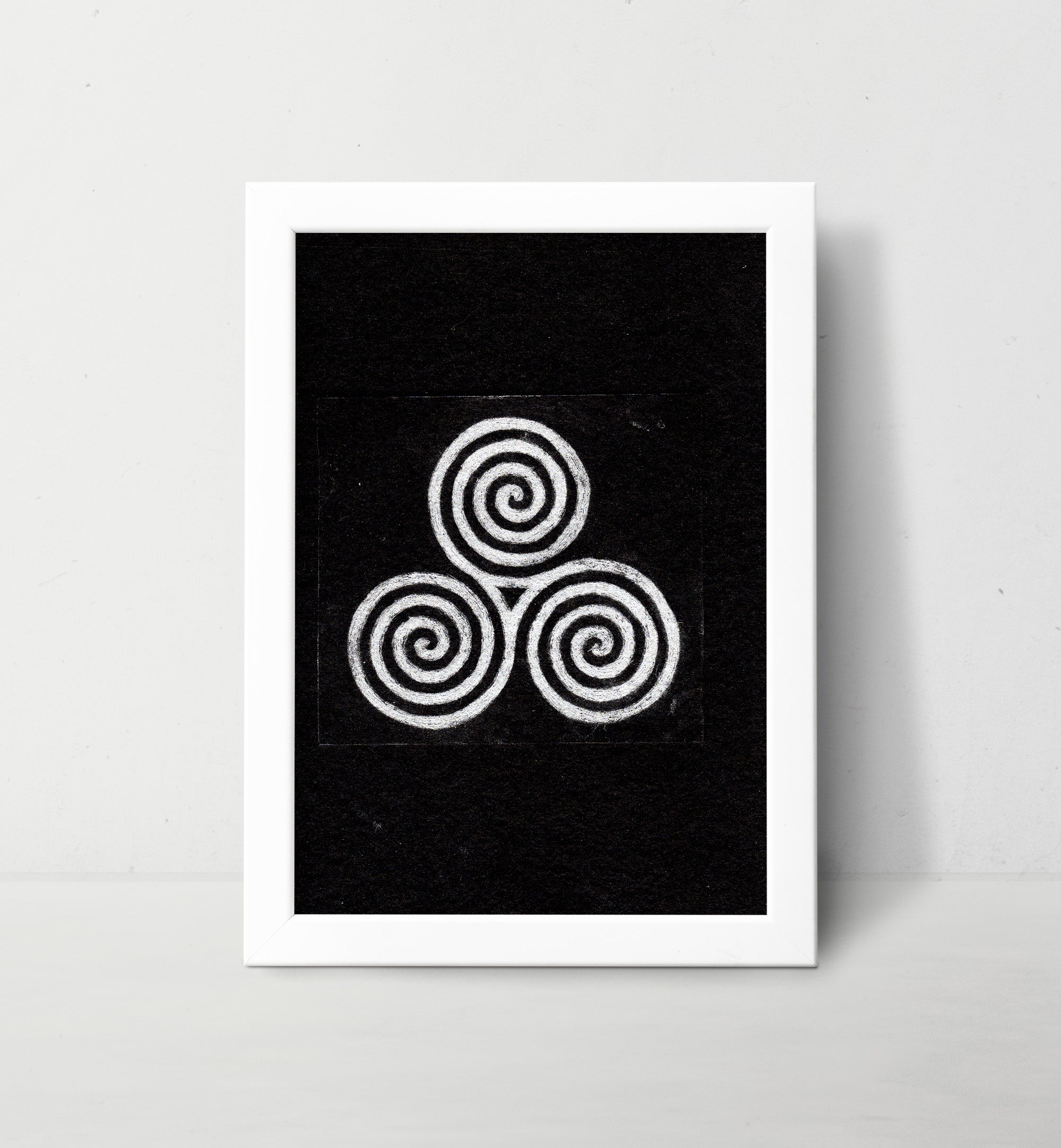 Triskele Detailed silver on black Fine Art Print